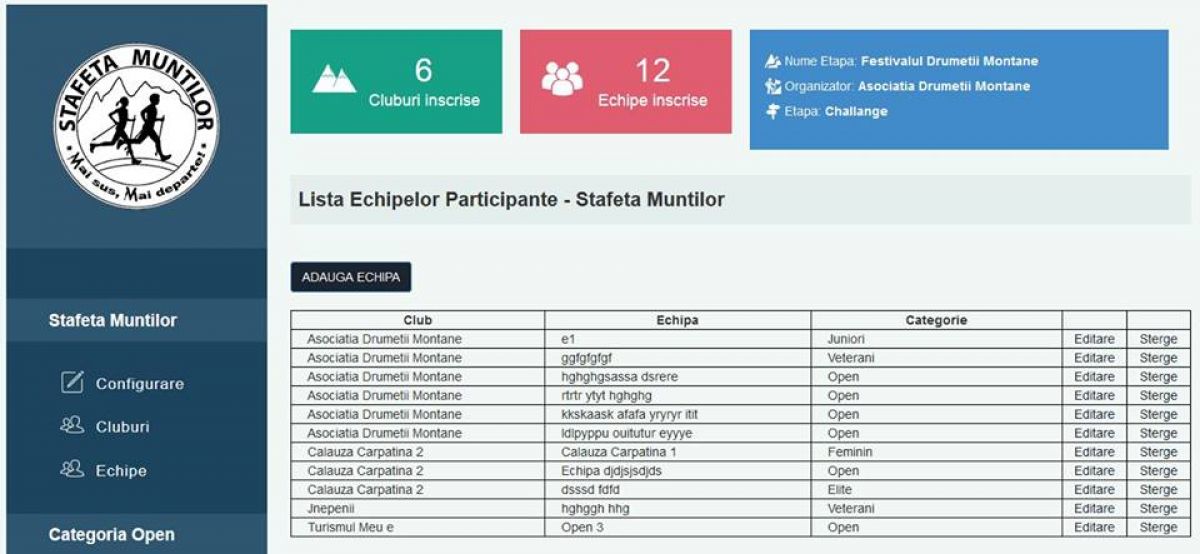 Software pentru Campionatul National de Turism “Stafeta Muntilor”